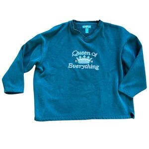 Vintage Big Dogs Queen Of Everything Green Crewneck Sweatshirt Women's size 3X